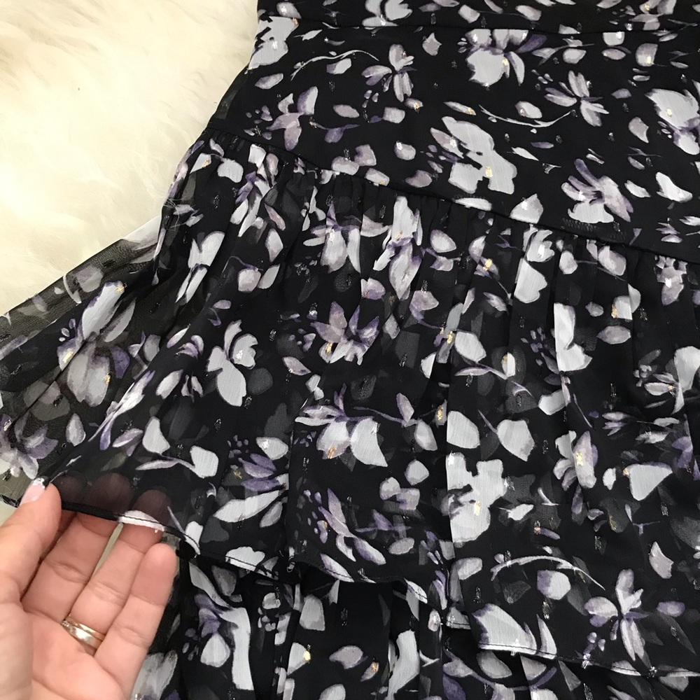 ELIZA J ruffle Asymmetrical Chiffon Skirt In Black - Picture 5 of 8